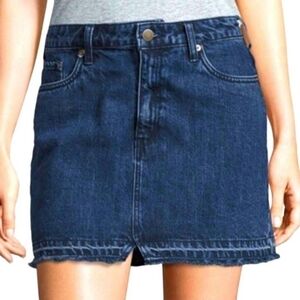 FREE People Blue Wash Frayed Denim Skirt Size 6